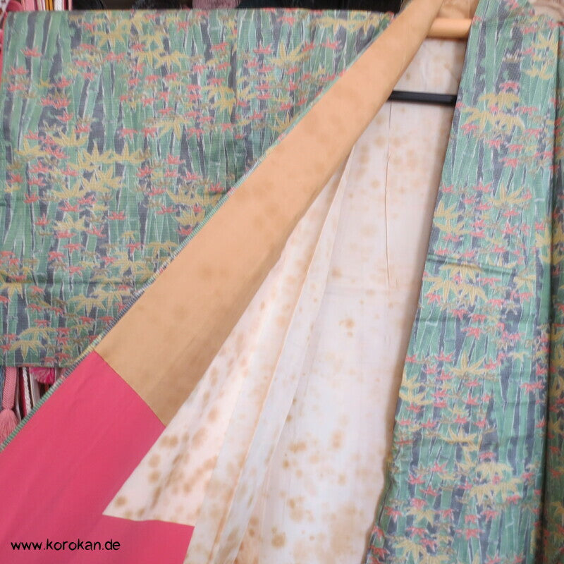 Bambuswald Kasuri Tsumugi Seiden Kimono