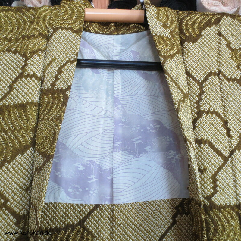 olivgrüner Egasumi Full Shibori Haori