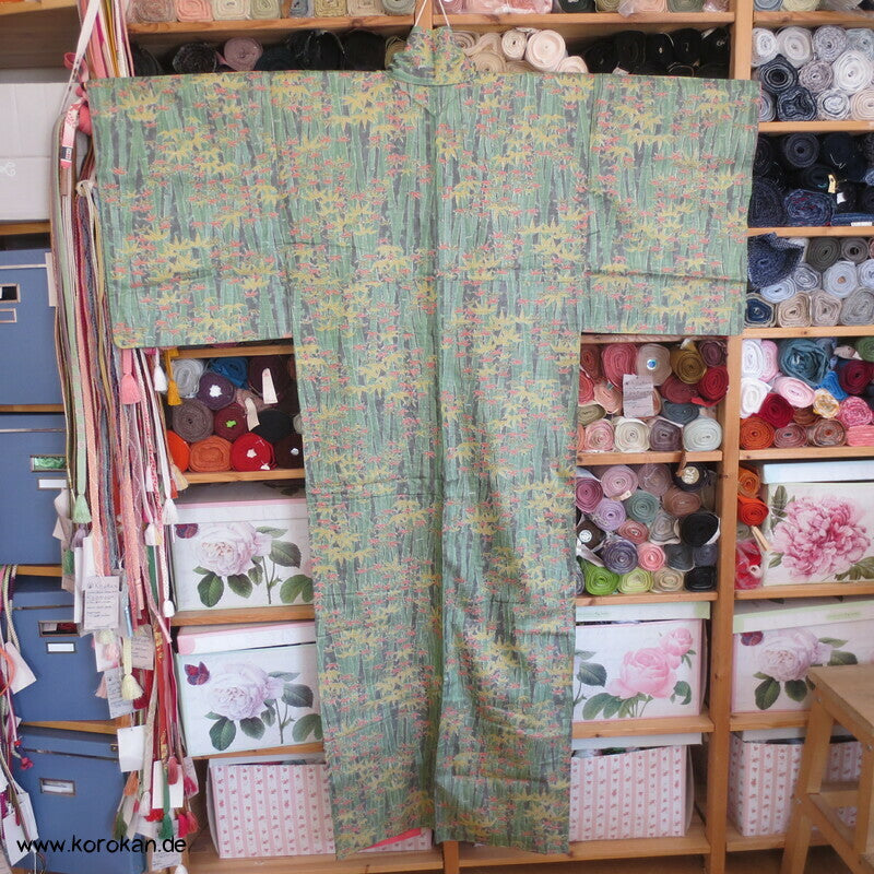 Bambuswald Kasuri Tsumugi Seiden Kimono
