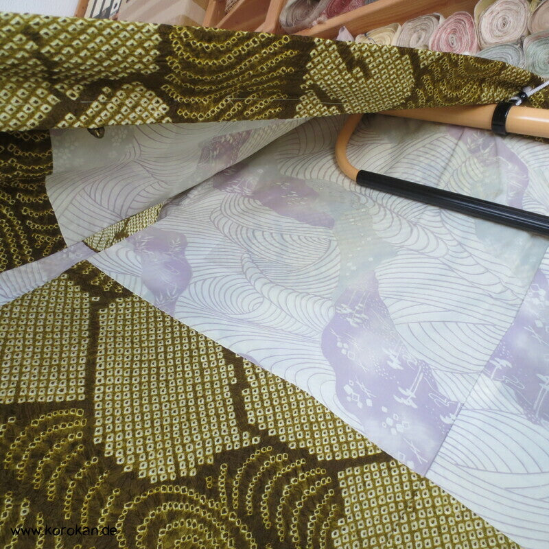 olivgrüner Egasumi Full Shibori Haori