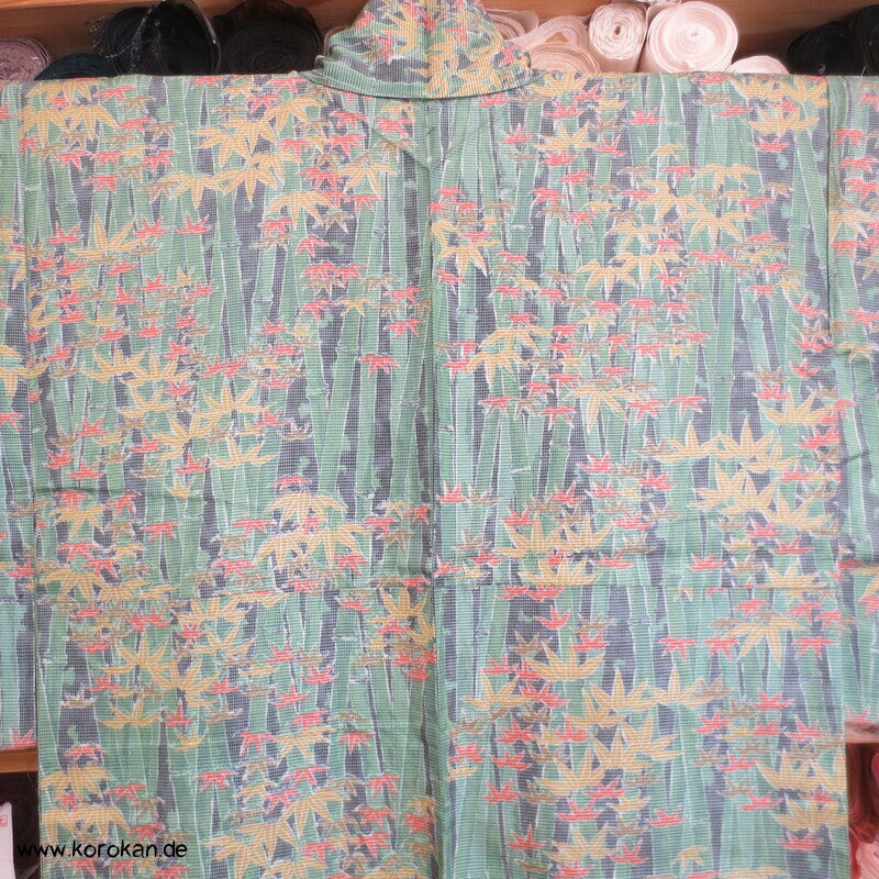 Bambuswald Kasuri Tsumugi Seiden Kimono