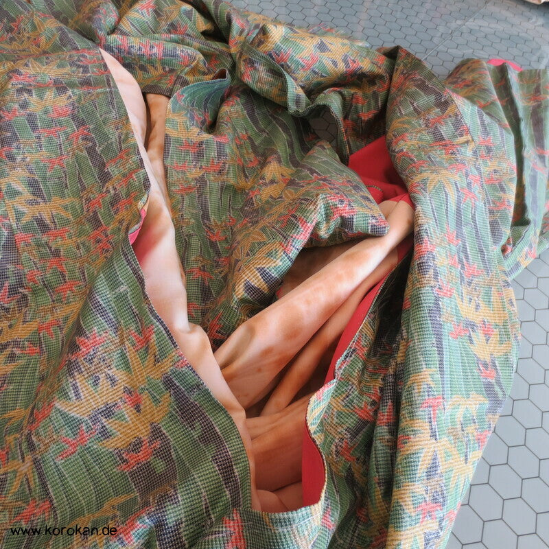 Bambuswald Kasuri Tsumugi Seiden Kimono