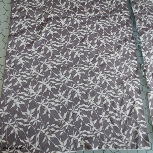 taupe mit hellen Zweigen Crepe Seide, Araihari Kimono