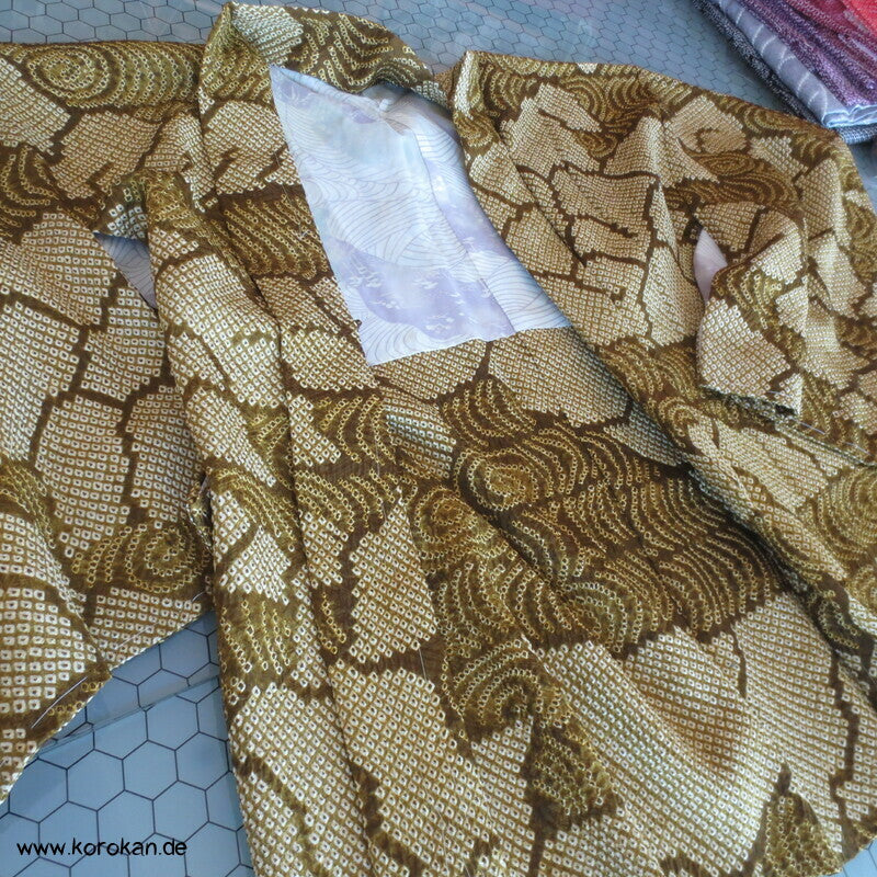 olivgrüner Egasumi Full Shibori Haori