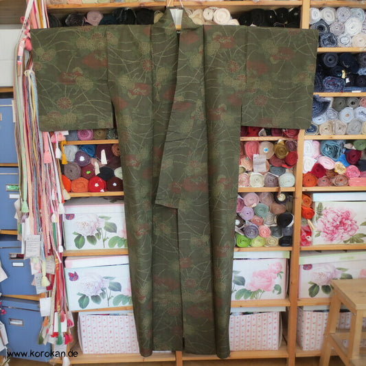 Kiku Chrysanthemen Kasuri Hitoe Tsumugi Seiden Kimono