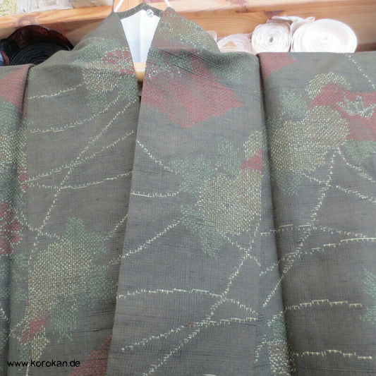 Kiku Chrysanthemen Kasuri Hitoe Tsumugi Seiden Kimono