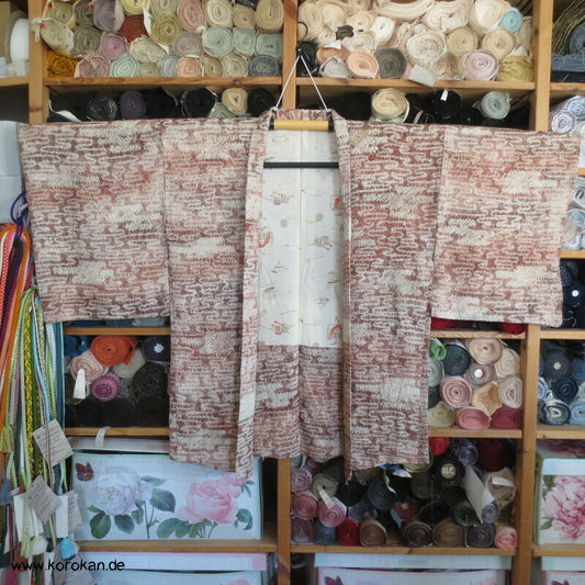 blassbraun mauve Egasumi Nebel Full Shibori Haori