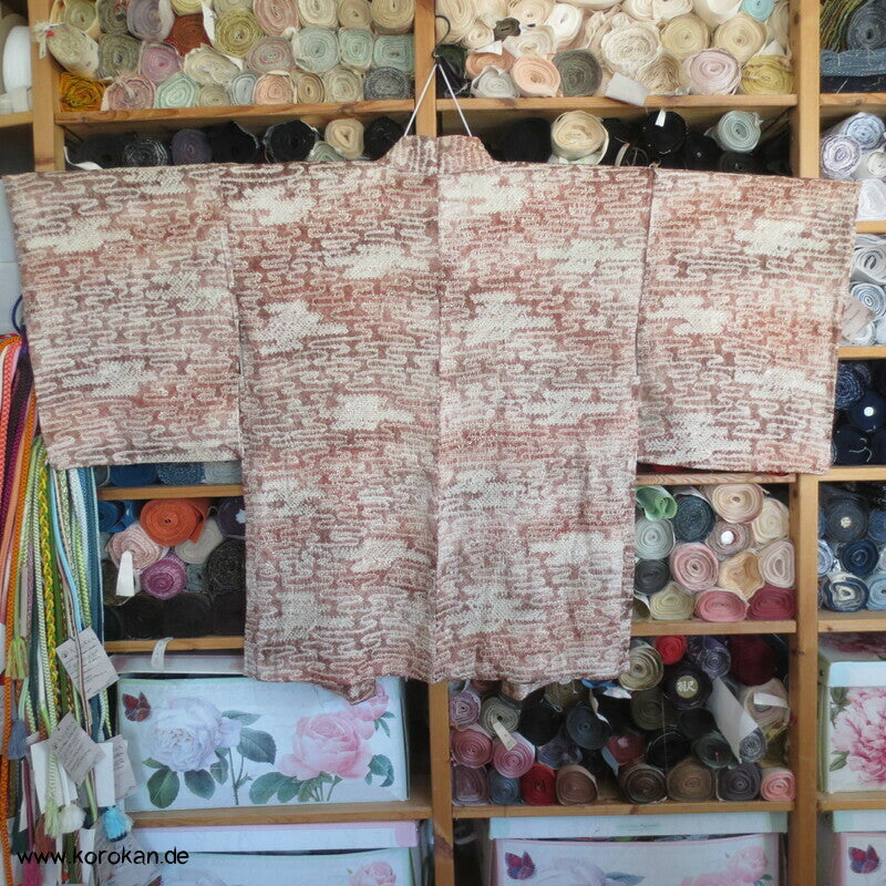 blassbraun mauve Egasumi Nebel Full Shibori Haori