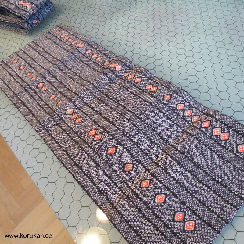 Diamantmuster Shibori dreiteiliger Obi