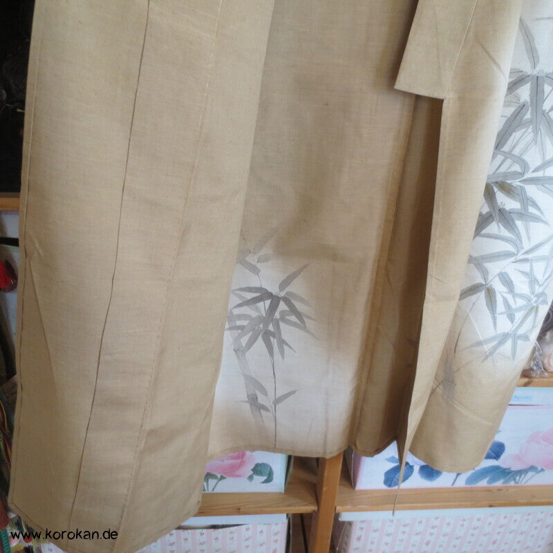 Hitoe ungefütterter Tsumugi Seiden Kimono Morgenmantel, Bambusmuster