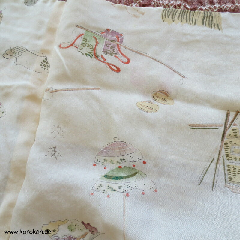 blassbraun mauve Egasumi Nebel Full Shibori Haori