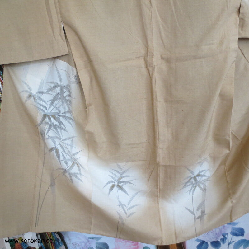 Hitoe ungefütterter Tsumugi Seiden Kimono Morgenmantel, Bambusmuster