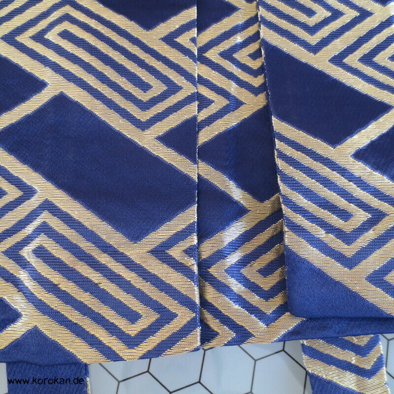 blau - goldene Higaki Brokat Umanori Kimono Hosen Hakama