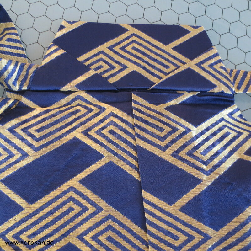 blau - goldene Higaki Brokat Umanori Kimono Hosen Hakama
