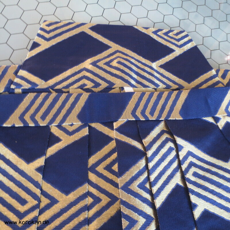 blau - goldene Higaki Brokat Umanori Kimono Hosen Hakama