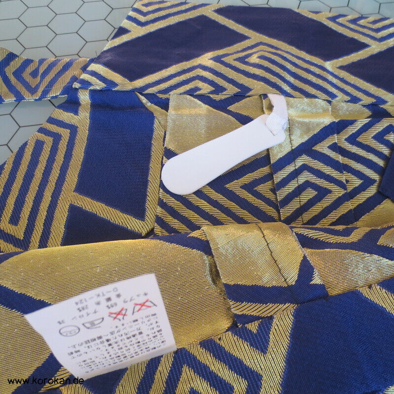 blau - goldene Higaki Brokat Umanori Kimono Hosen Hakama