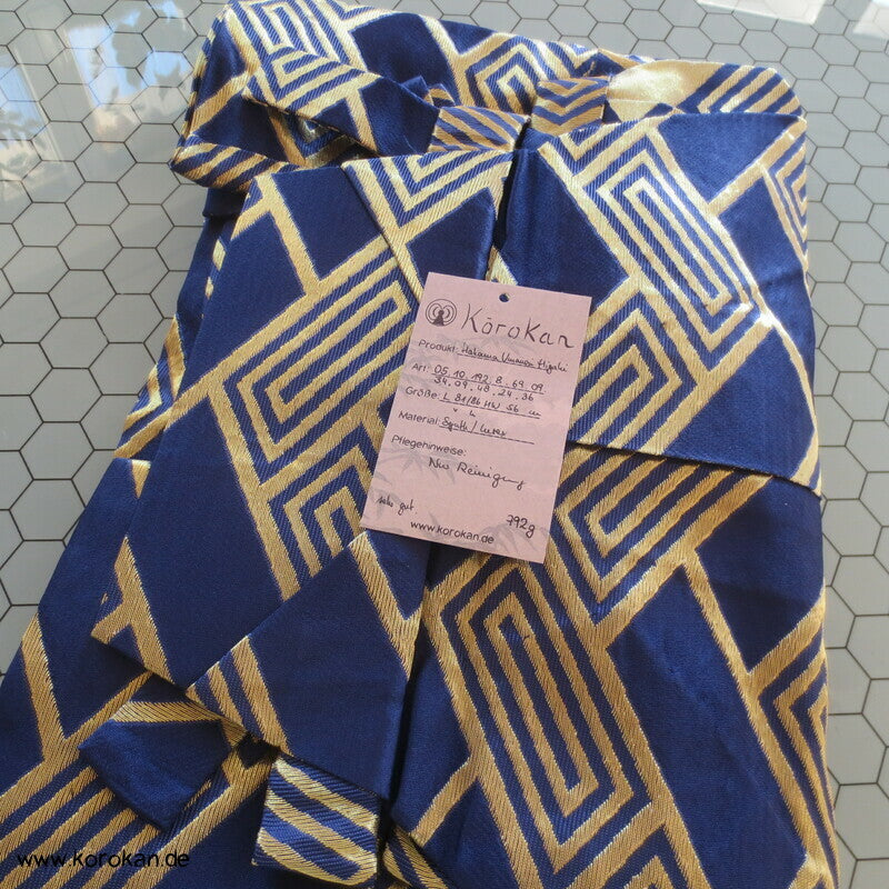 blau - goldene Higaki Brokat Umanori Kimono Hosen Hakama