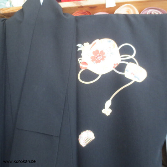 japanischer Ko Furisode - Synthetik, Häschenmotive