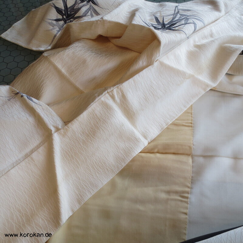 handgemalter Bambus auf Seidendamast Tsukesage Kimono