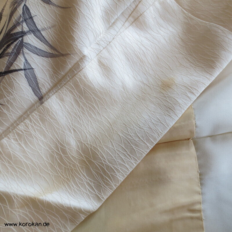 handgemalter Bambus auf Seidendamast Tsukesage Kimono