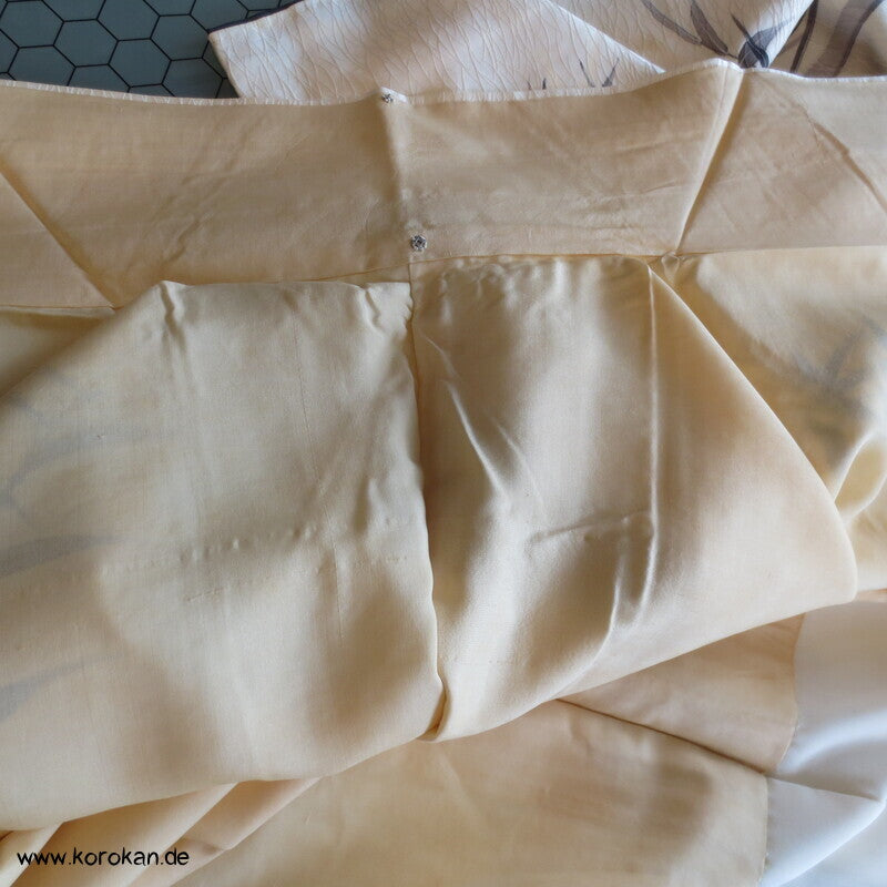 handgemalter Bambus auf Seidendamast Tsukesage Kimono
