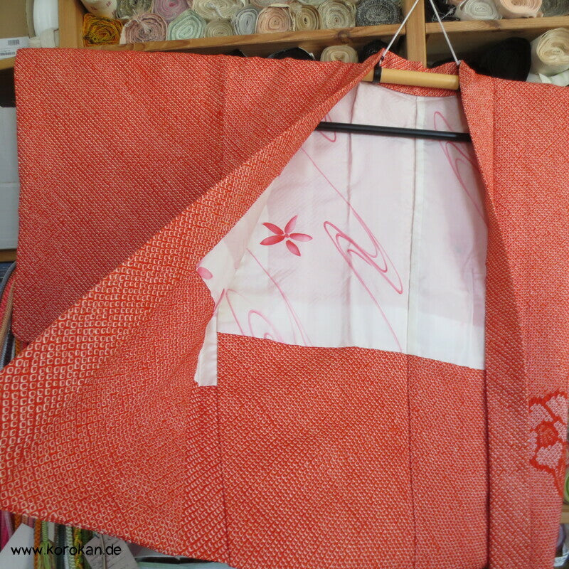 Kamelien und Schmetterlinge Full Shibori Haori Kimonojacke