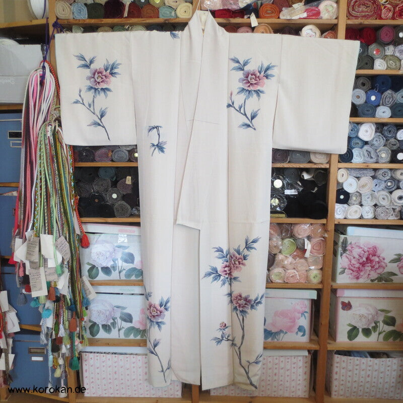 Pfingstrosen Seidencrepe Tsukesage Kimono