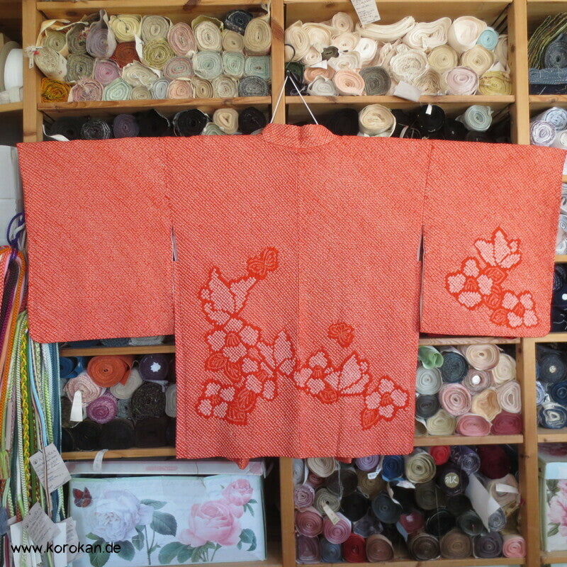 Kamelien und Schmetterlinge Full Shibori Haori Kimonojacke
