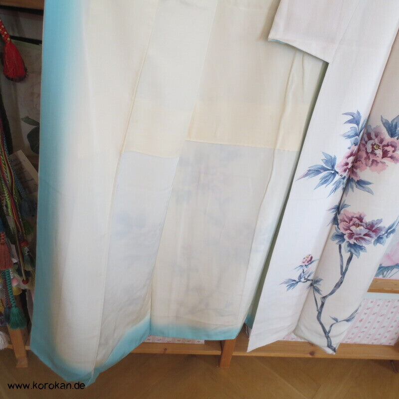 Pfingstrosen Seidencrepe Tsukesage Kimono