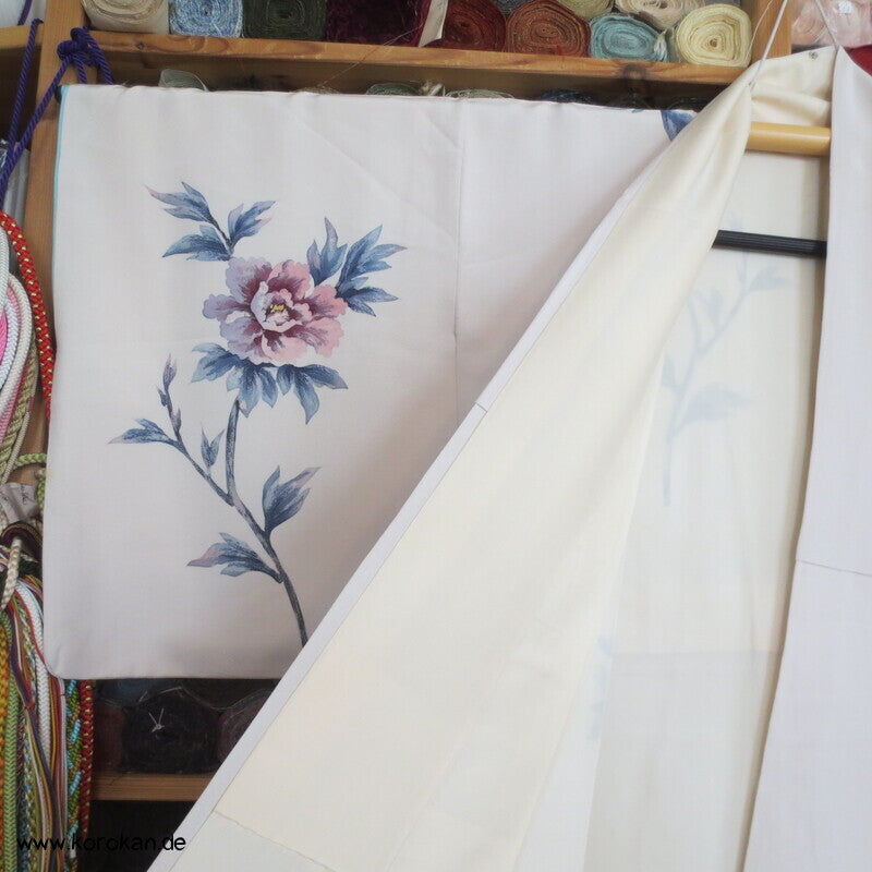 Pfingstrosen Seidencrepe Tsukesage Kimono