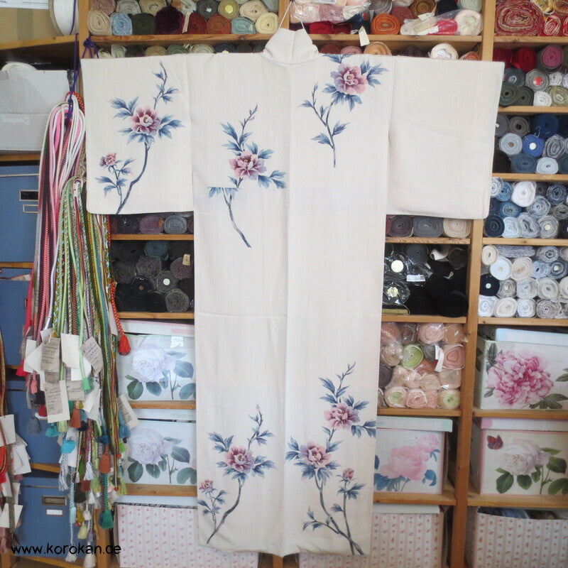 Pfingstrosen Seidencrepe Tsukesage Kimono