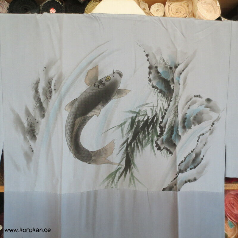 handgemalte springende Koi Juban Unterkimono, Seide