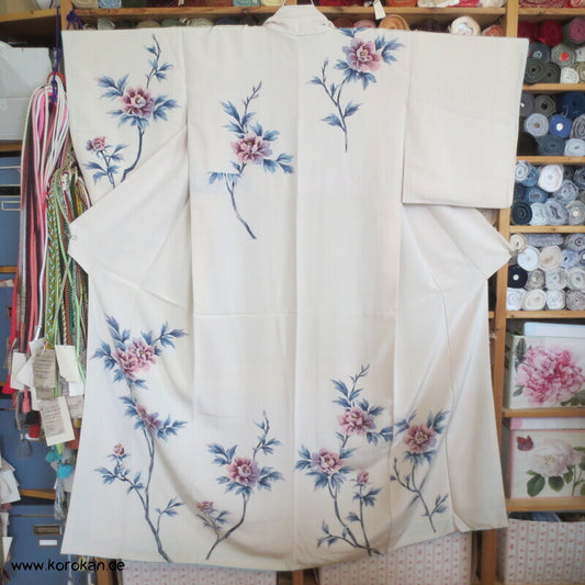 Pfingstrosen Seidencrepe Tsukesage Kimono
