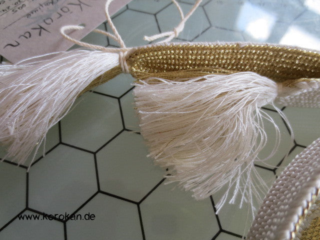 wechselseitig Weiß - Gold Obijime, Seide / Lurex