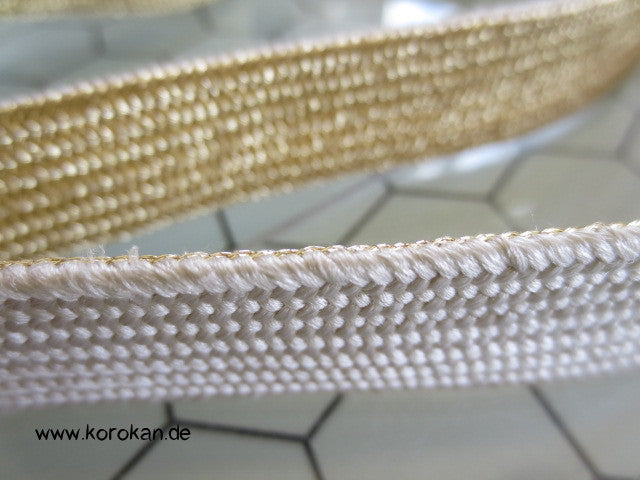 wechselseitig Weiß - Gold Obijime, Seide / Lurex