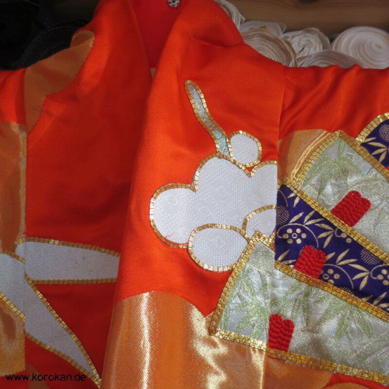 Brokatapplikationen, Fächer, Bambus Uchikake - Kimono Hochzeits Mantel