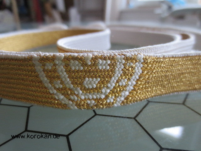 wechselseitig Weiß - Gold Obijime, Seide / Lurex