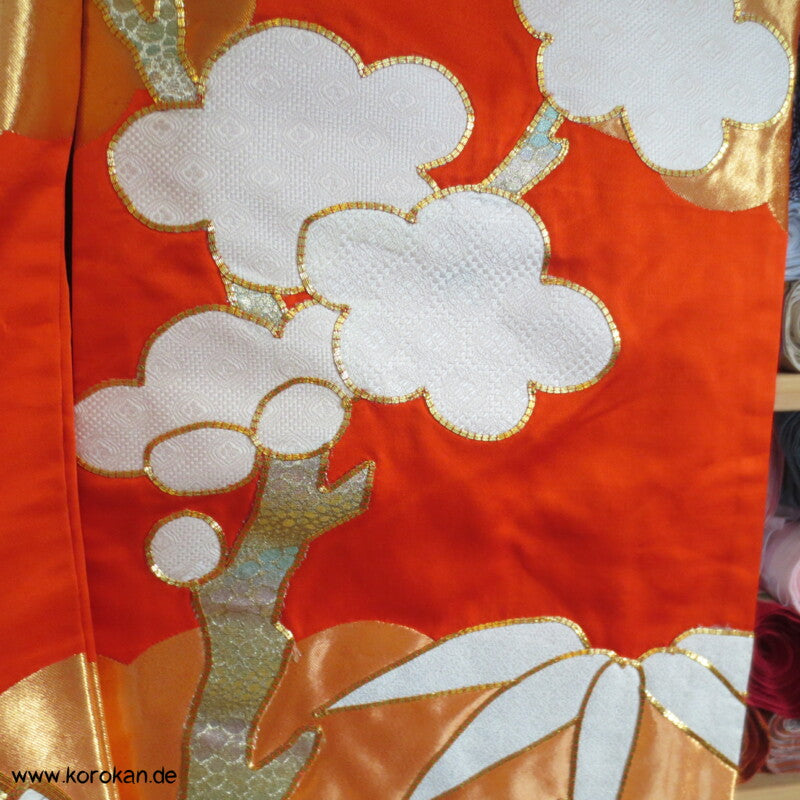 Brokatapplikationen, Fächer, Bambus Uchikake - Kimono Hochzeits Mantel