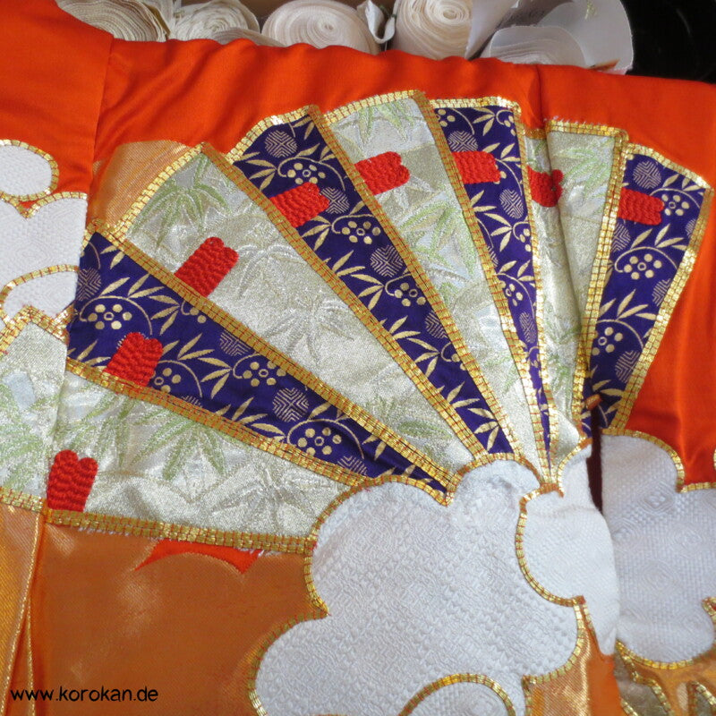 Brokatapplikationen, Fächer, Bambus Uchikake - Kimono Hochzeits Mantel