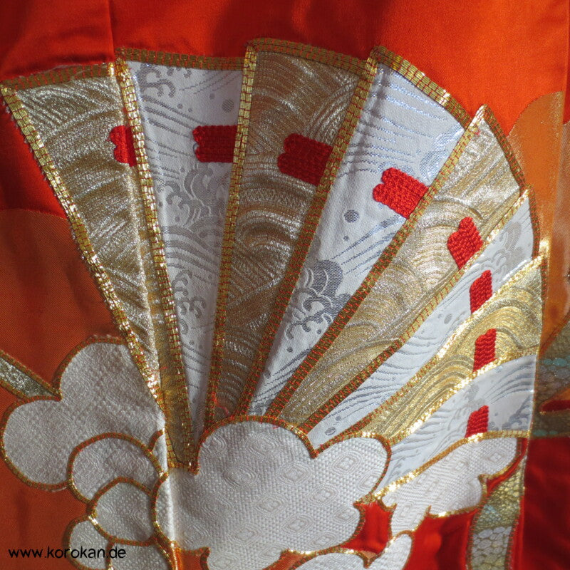Brokatapplikationen, Fächer, Bambus Uchikake - Kimono Hochzeits Mantel