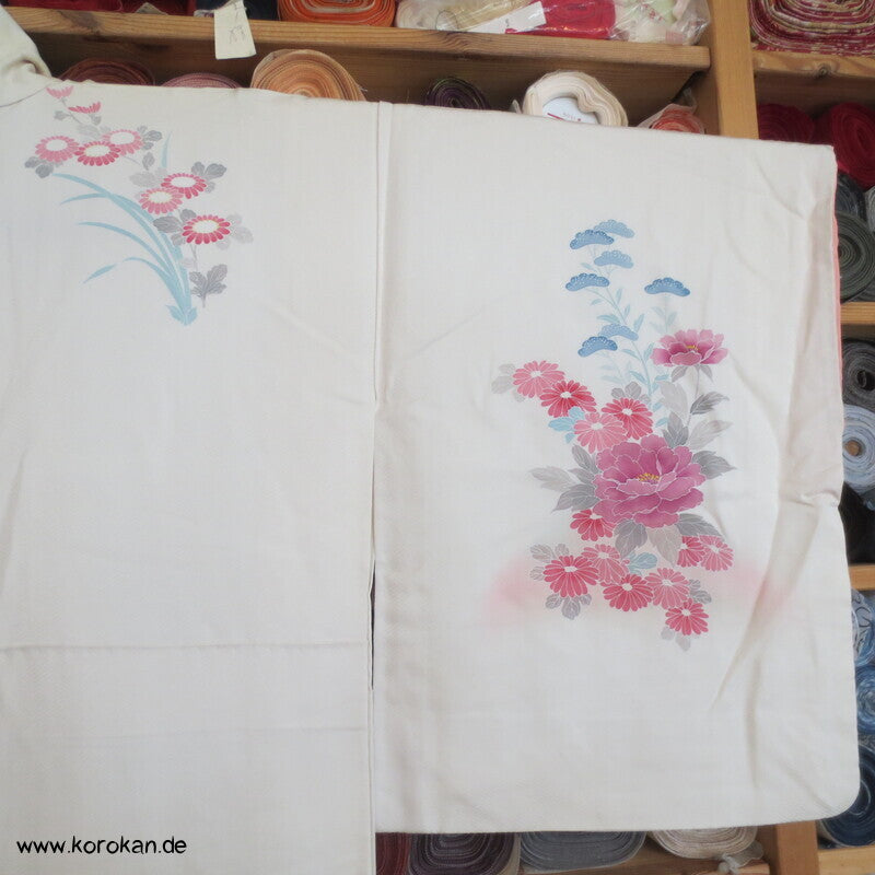 Blumen Homongi Seidendamast Kimono