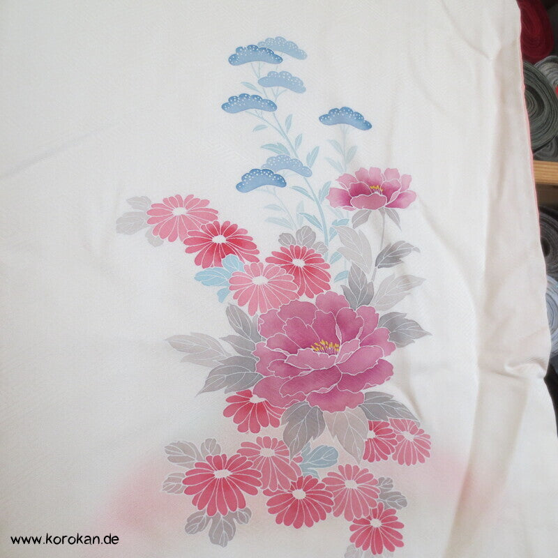 Blumen Homongi Seidendamast Kimono