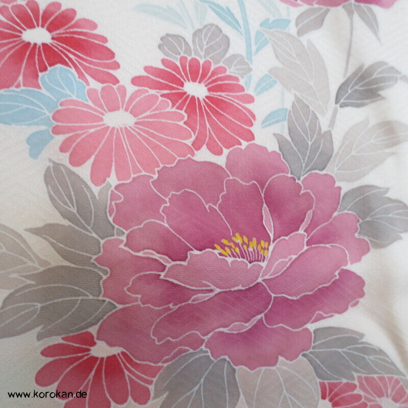 Blumen Homongi Seidendamast Kimono
