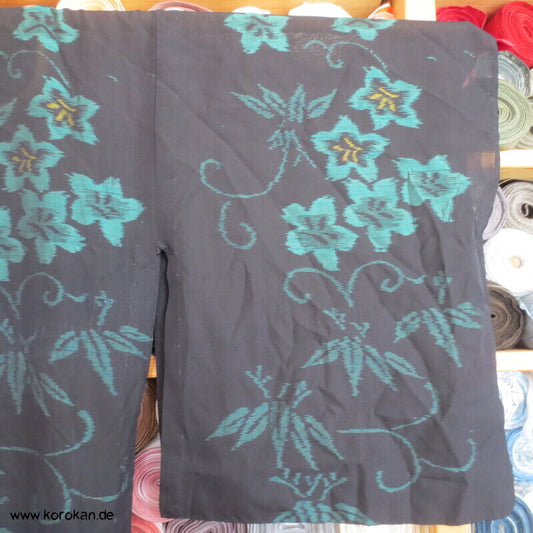 halbtransparenter Sha Seiden Kimono Kikiyu Ballonblumen und Bambus