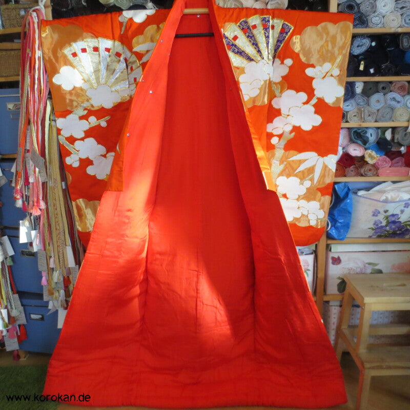 Brokatapplikationen, Fächer, Bambus Uchikake - Kimono Hochzeits Mantel