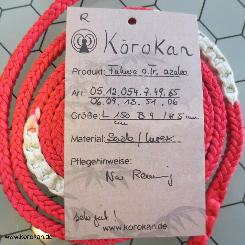 azalee, weiße Abschnitte Obijime, Seide, ohne Troddeln