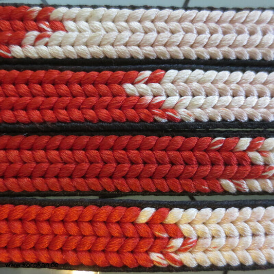 rot weiß mit schwarzem Rand Obijime Kimono Flechtband, Seide