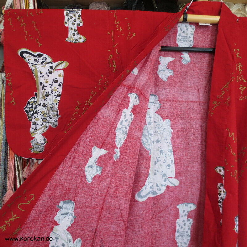 Geisha und Hiragana Yukata Kimono, reine Baumwolle