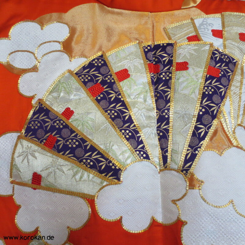 Brokatapplikationen, Fächer, Bambus Uchikake - Kimono Hochzeits Mantel