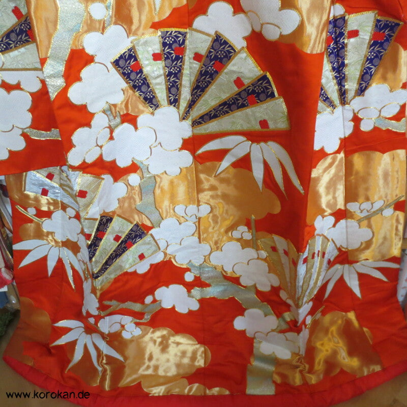 Brokatapplikationen, Fächer, Bambus Uchikake - Kimono Hochzeits Mantel